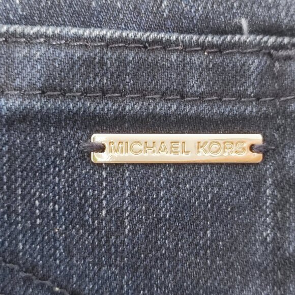 Michael Kors Jeans High Rise Flare women's size 14 dark washed indigo blue - Picture 5 of 13